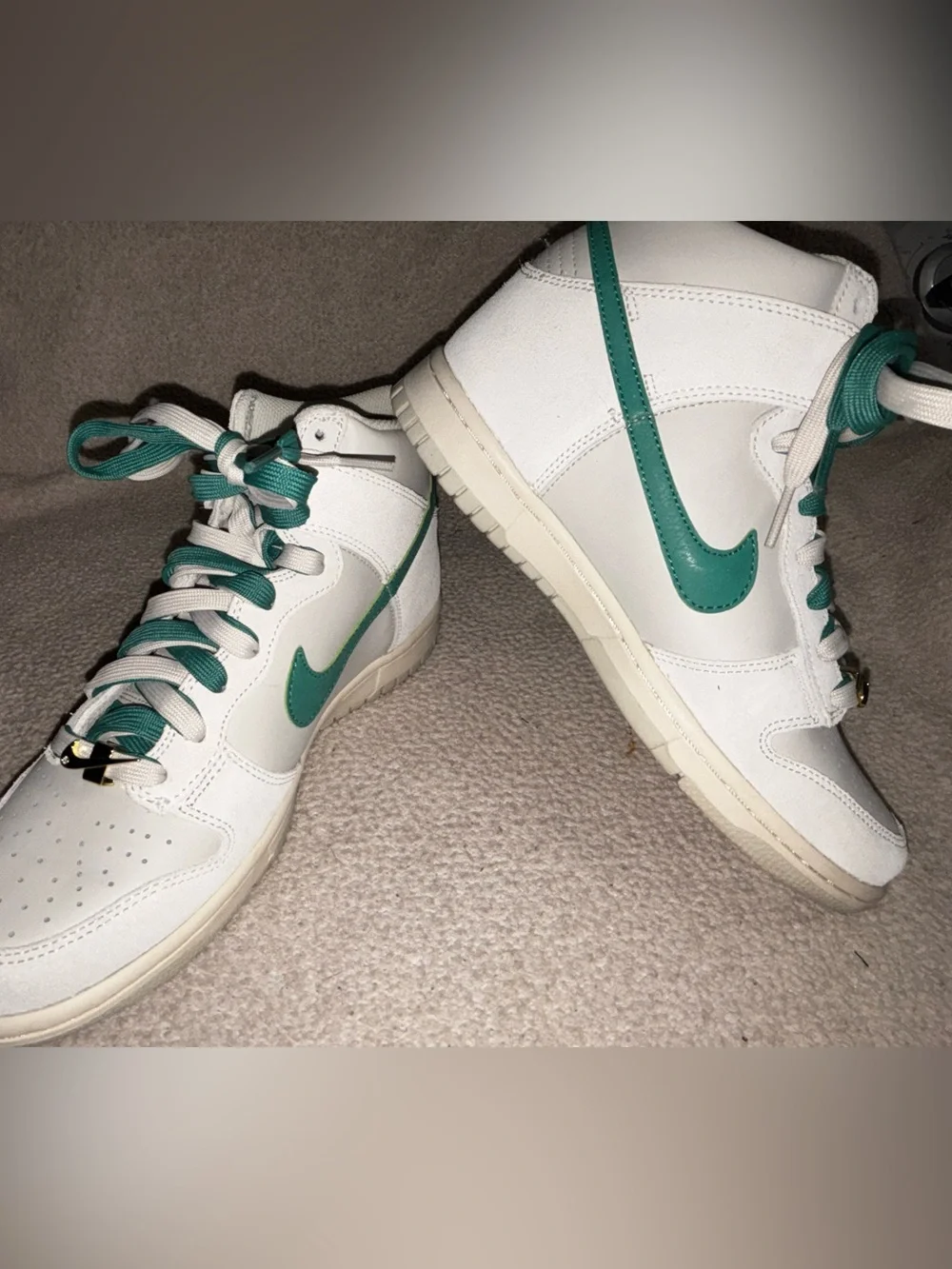 Nike Mid-Top Sneakers in Bone and Sail Green